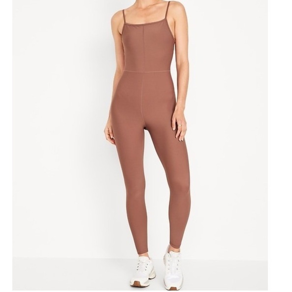 Old Navy Active Powersoft 7/8 Go-Dry Cami Bodysuit Jumpsuit Brown Large Womens - Picture 1 of 9